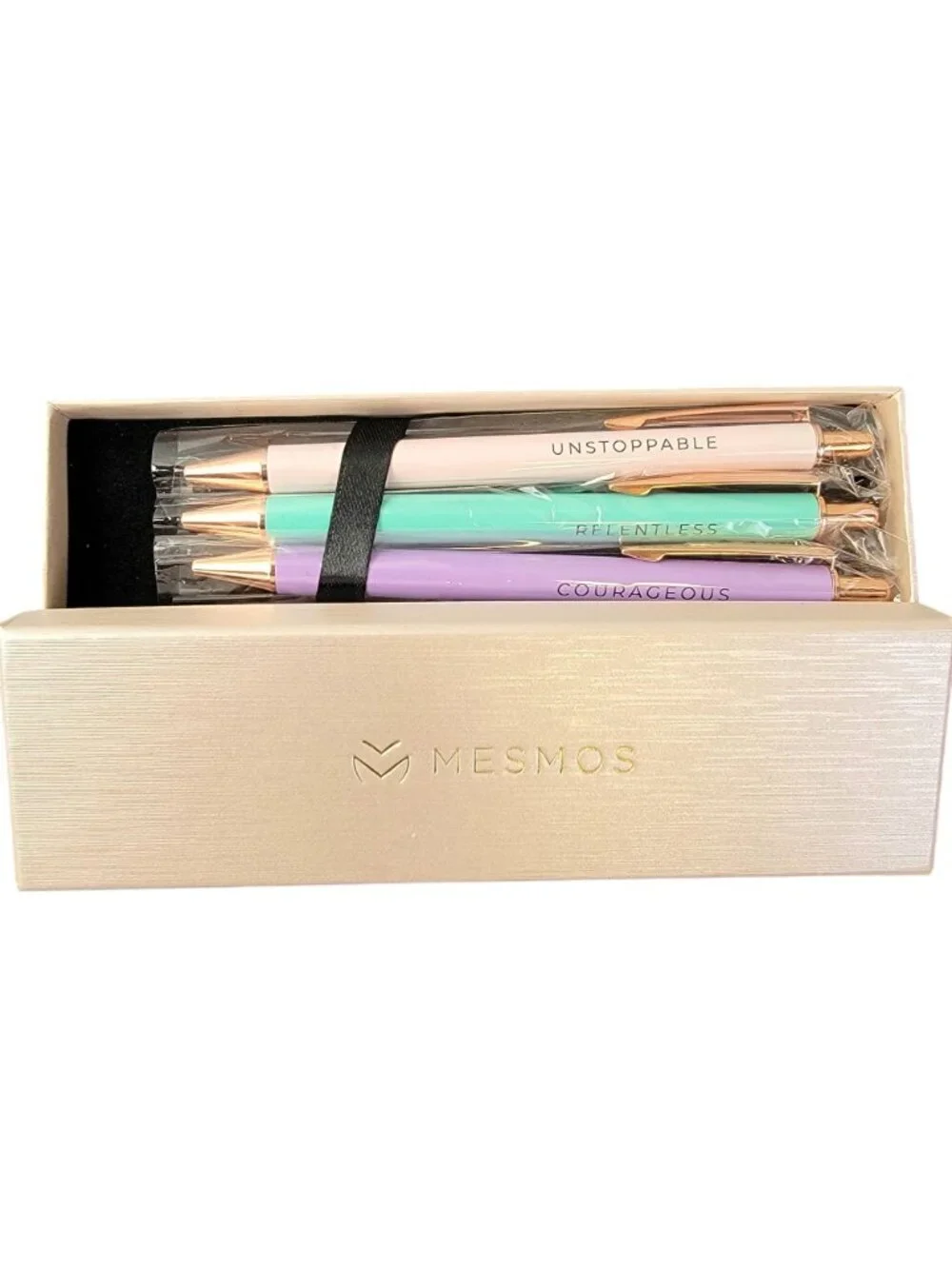Mesmos Inspire Pen Set Metal Pastel Ballpoint Black Ink Pink Gift New In Box Mom